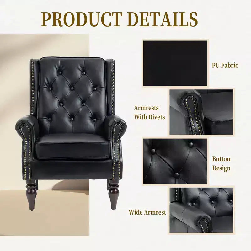 CLIHOME Wood Frame Armchair, Modern Accent Chair Lounge Chair with Sturdy Wood Legs