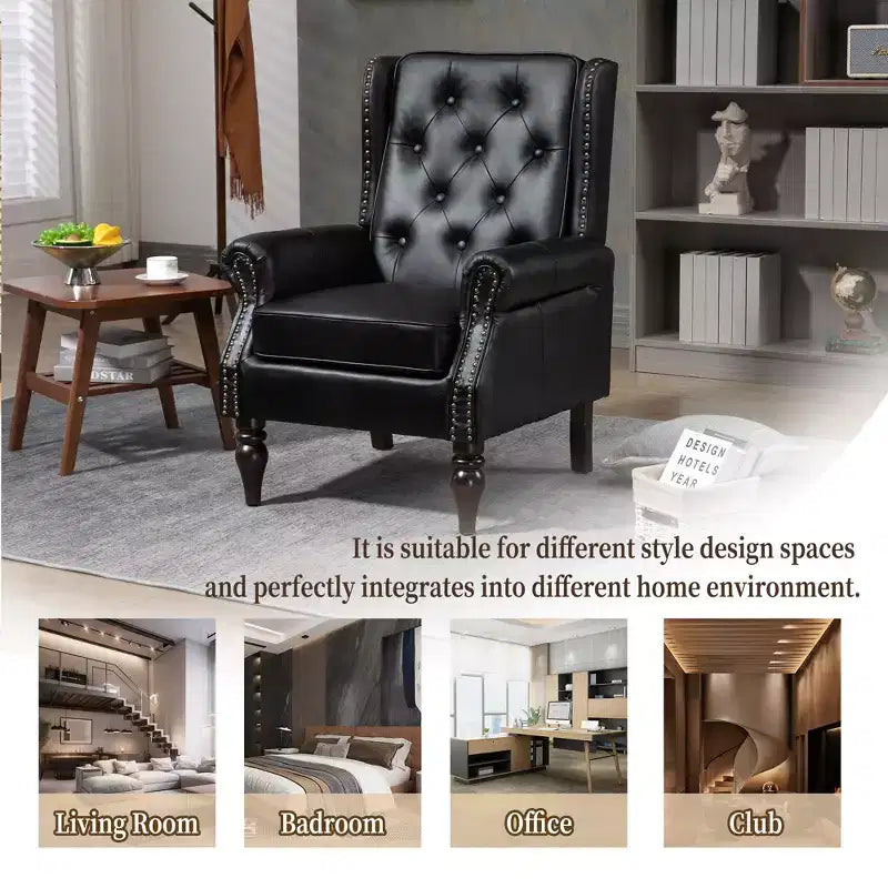 CLIHOME Wood Frame Armchair, Modern Accent Chair Lounge Chair with Sturdy Wood Legs