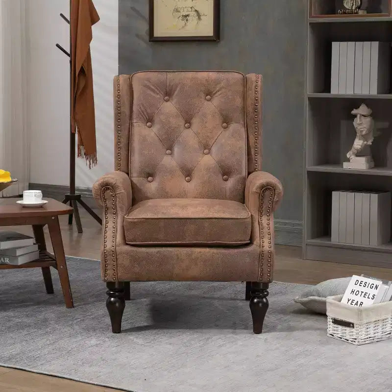 CLIHOME Wood Frame Armchair, Modern Accent Chair Lounge Chair with Sturdy Wood Legs