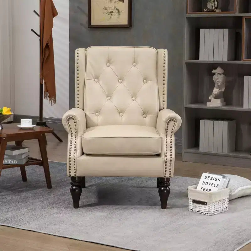 CLIHOME Wood Frame Armchair, Modern Accent Chair Lounge Chair with Sturdy Wood Legs