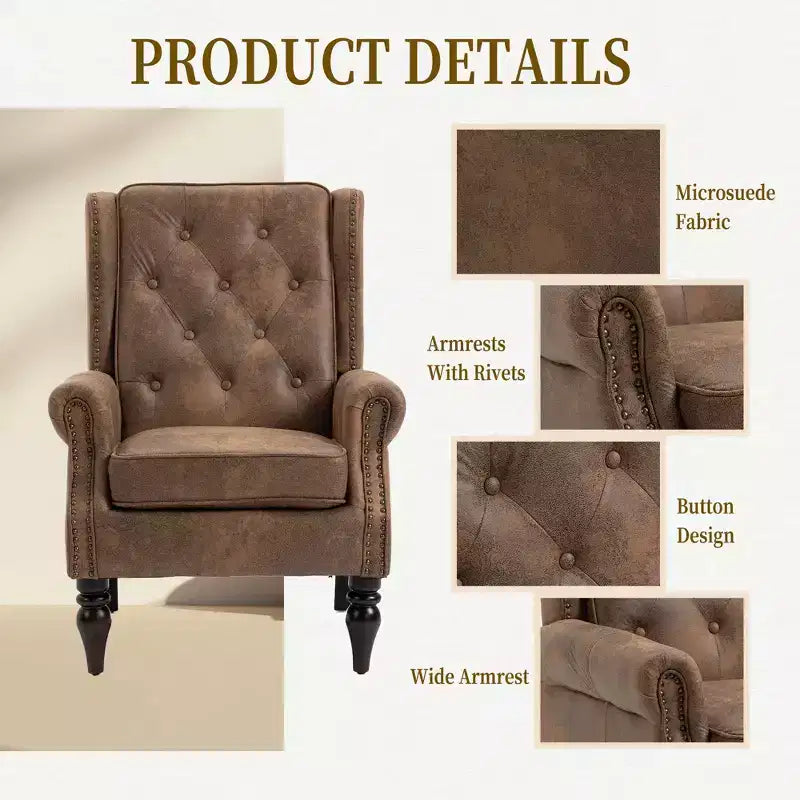 CLIHOME Wood Frame Armchair, Modern Accent Chair Lounge Chair with Sturdy Wood Legs