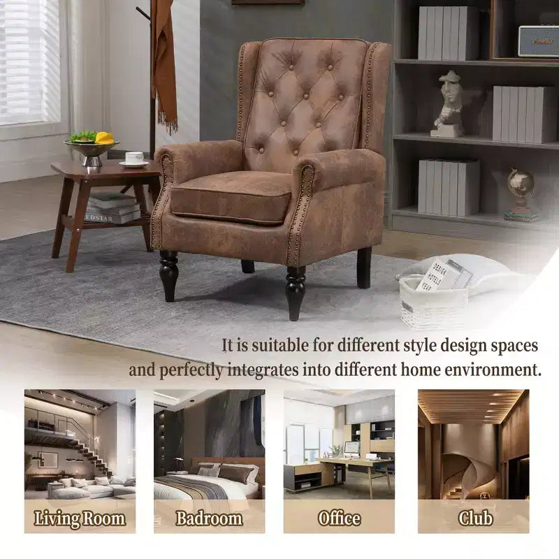 CLIHOME Wood Frame Armchair, Modern Accent Chair Lounge Chair with Sturdy Wood Legs