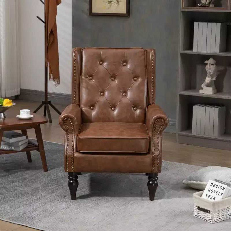 CLIHOME Wood Frame Armchair, Modern Accent Chair Lounge Chair with Sturdy Wood Legs