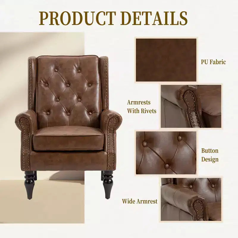 CLIHOME Wood Frame Armchair, Modern Accent Chair Lounge Chair with Sturdy Wood Legs