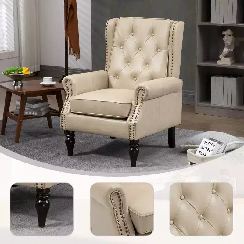 CLIHOME Wood Frame Armchair, Modern Accent Chair Lounge Chair with Sturdy Wood Legs