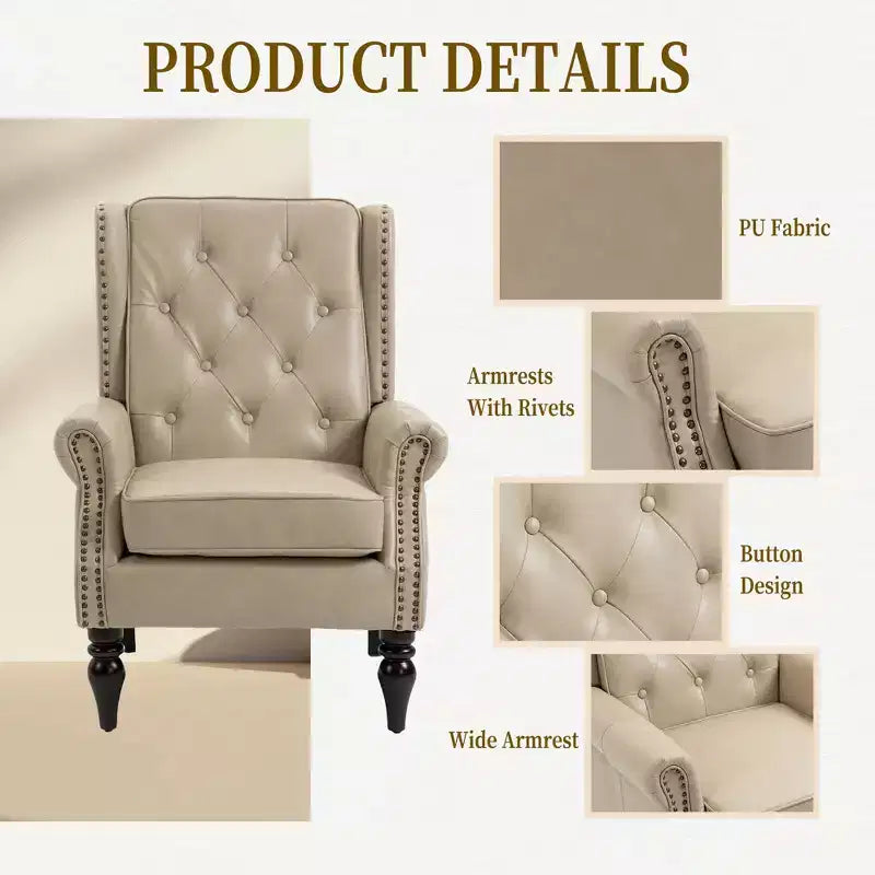 CLIHOME Wood Frame Armchair, Modern Accent Chair Lounge Chair with Sturdy Wood Legs