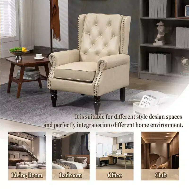 CLIHOME Wood Frame Armchair, Modern Accent Chair Lounge Chair with Sturdy Wood Legs