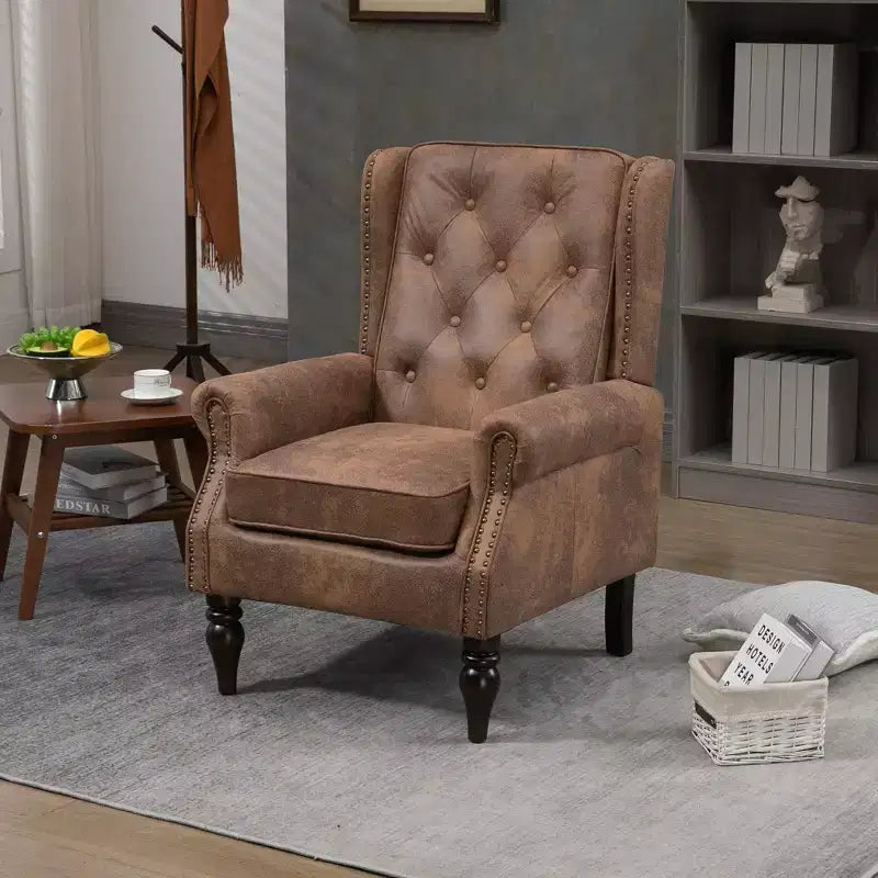 CLIHOME Wood Frame Armchair, Modern Accent Chair Lounge Chair with Sturdy Wood Legs