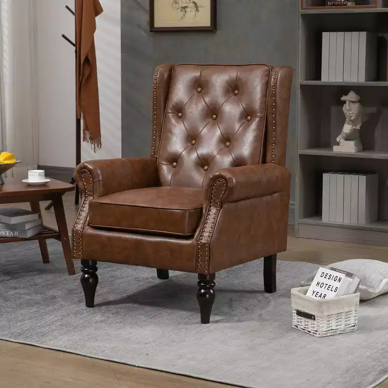 CLIHOME Wood Frame Armchair, Modern Accent Chair Lounge Chair with Sturdy Wood Legs