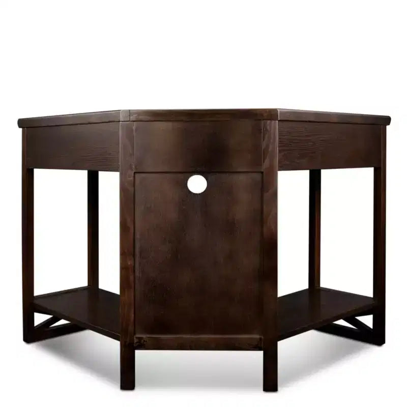 HomeStock 29 in.H Brown Color Acacia Wood Computer Desks with File Drawer