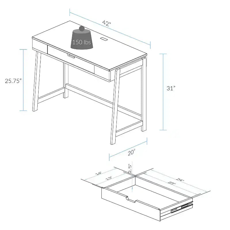 HomeStock 30 in.H Brown Color Rubberwood Computer Desks with No Storage