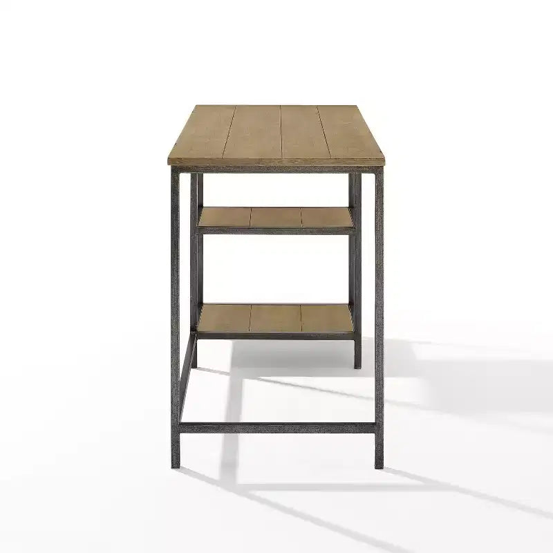 HomeStock 12.5 in.H Brown Color Birch Wood Computer Desks with All Purpose Drawer