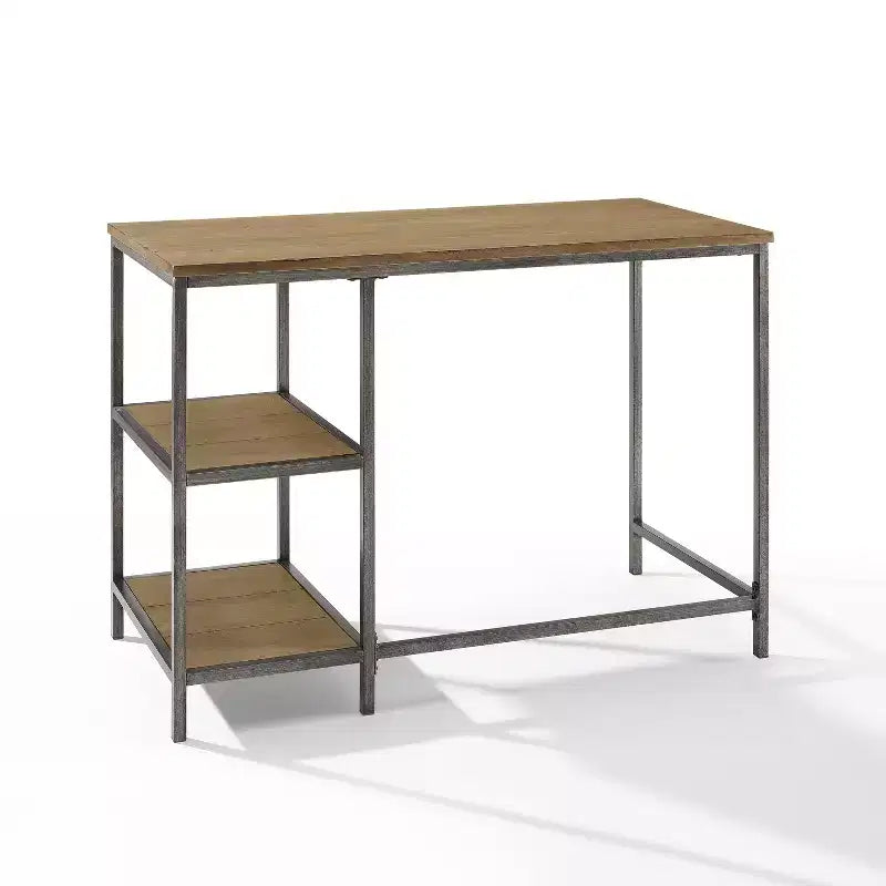HomeStock 12.5 in.H Brown Color Birch Wood Computer Desks with All Purpose Drawer