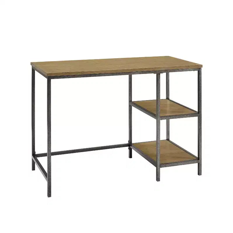HomeStock 12.5 in.H Brown Color Birch Wood Computer Desks with All Purpose Drawer