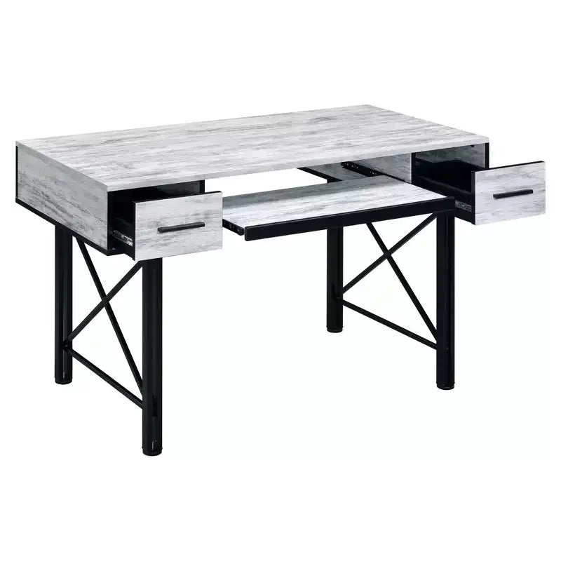 HomeStock 29 in.H Gray Color Wood Veneer Computer Desks with File Drawer