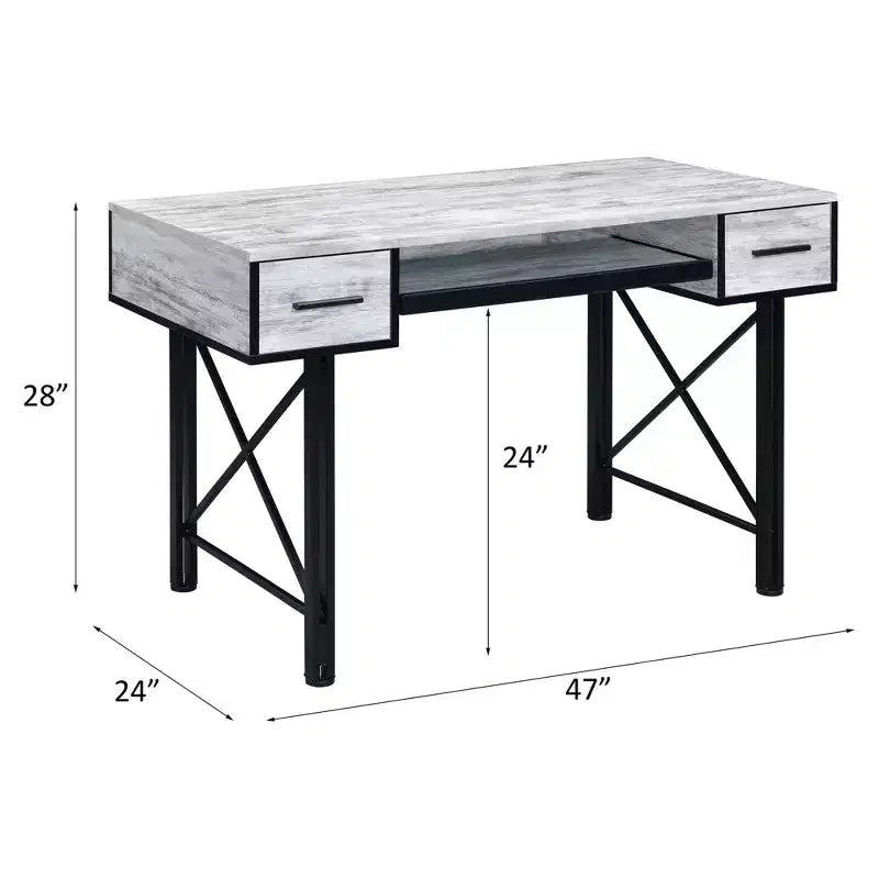 HomeStock 29 in.H Gray Color Wood Veneer Computer Desks with File Drawer