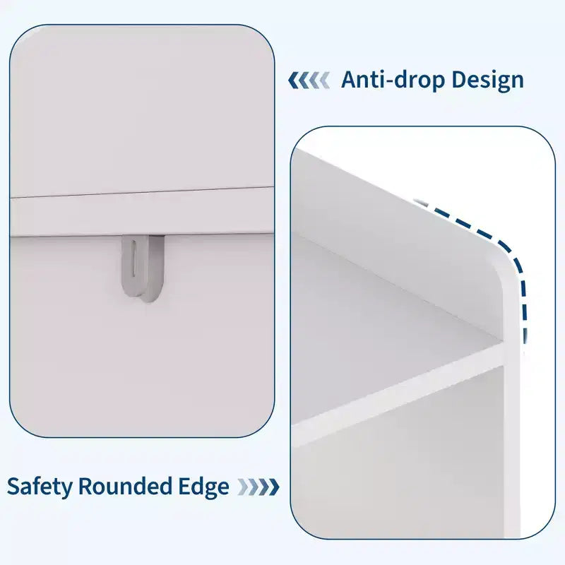 Storage Organizer with Movable Drawers, Kids Bookshelf with Hidden Wheels and 5 Open Cubbies, Multifunctional Storage Cabinet Chest for Playroom