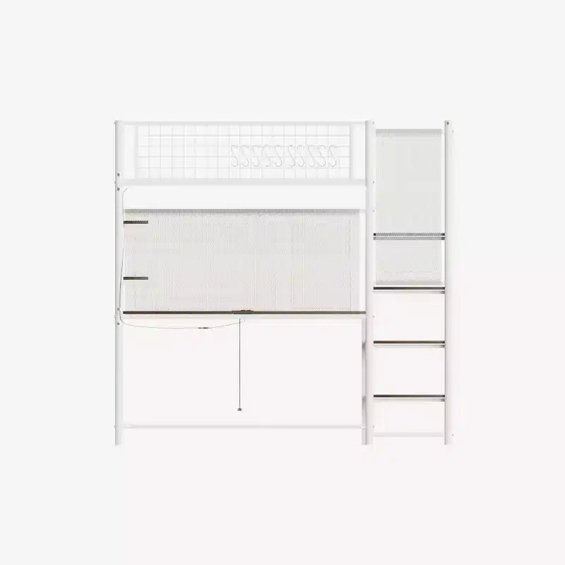 Bellemave Full size loft metal bed with white for bedroom and dormitory, with built-in charging station,Suitable for teenagers, white
