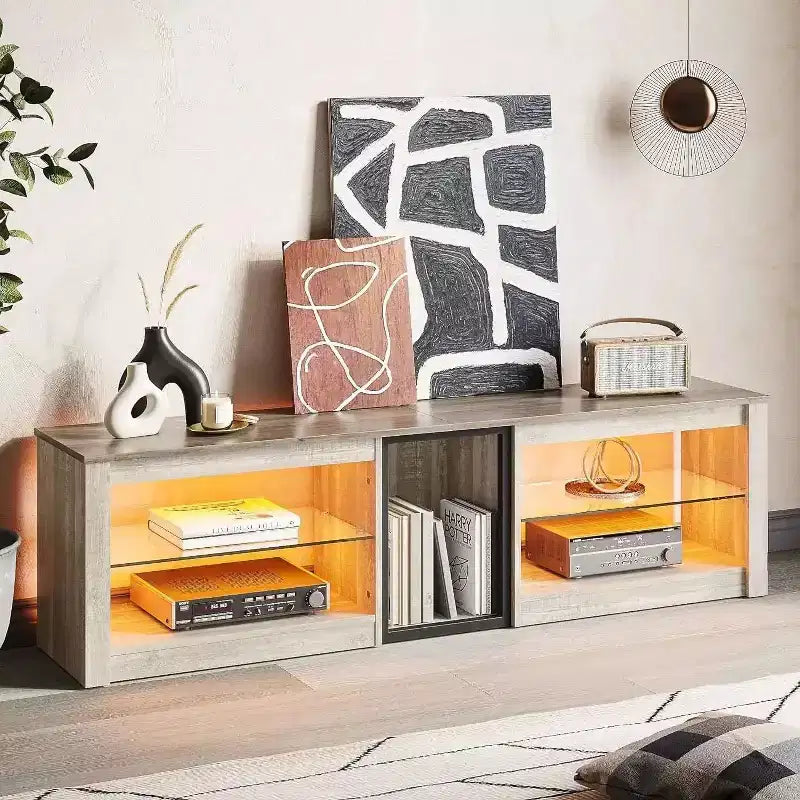 Bestier TV Stand for TVs up to 70 with LED Light, Entertainment Center for PS5 with Shelves