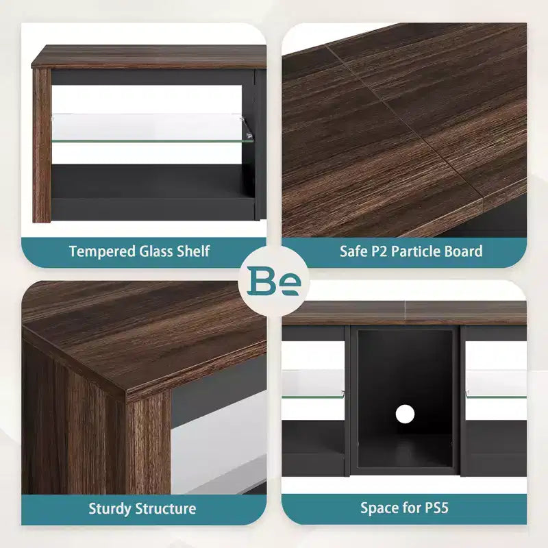 Bestier TV Stand for TVs up to 70 with LED Light, Entertainment Center for PS5 with Shelves