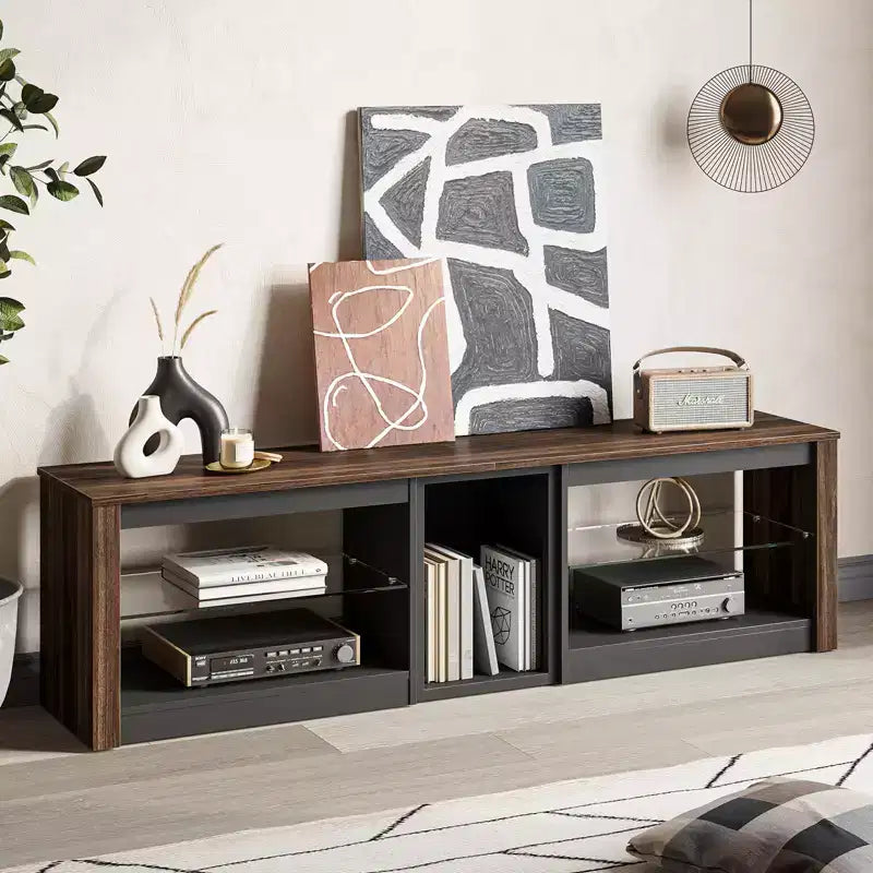 Bestier TV Stand for TVs up to 70 with LED Light, Entertainment Center for PS5 with Shelves