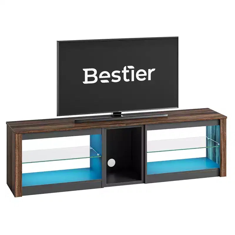 Bestier TV Stand for TVs up to 70 with LED Light, Entertainment Center for PS5 with Shelves
