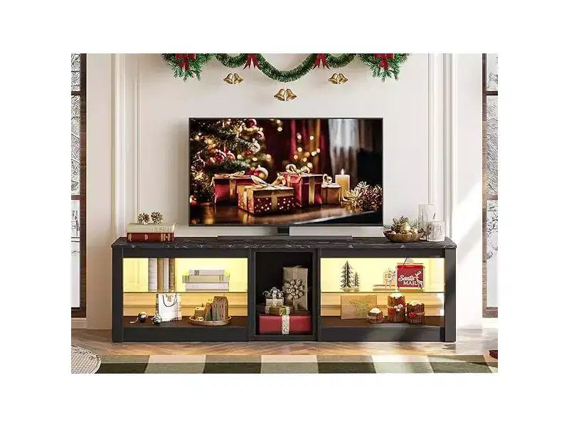 Bestier TV Stand for TVs up to 70 with LED Light, Entertainment Center for PS5 with Shelves