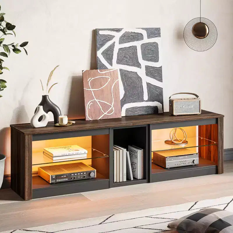 Bestier TV Stand for TVs up to 70 with LED Light, Entertainment Center for PS5 with Shelves