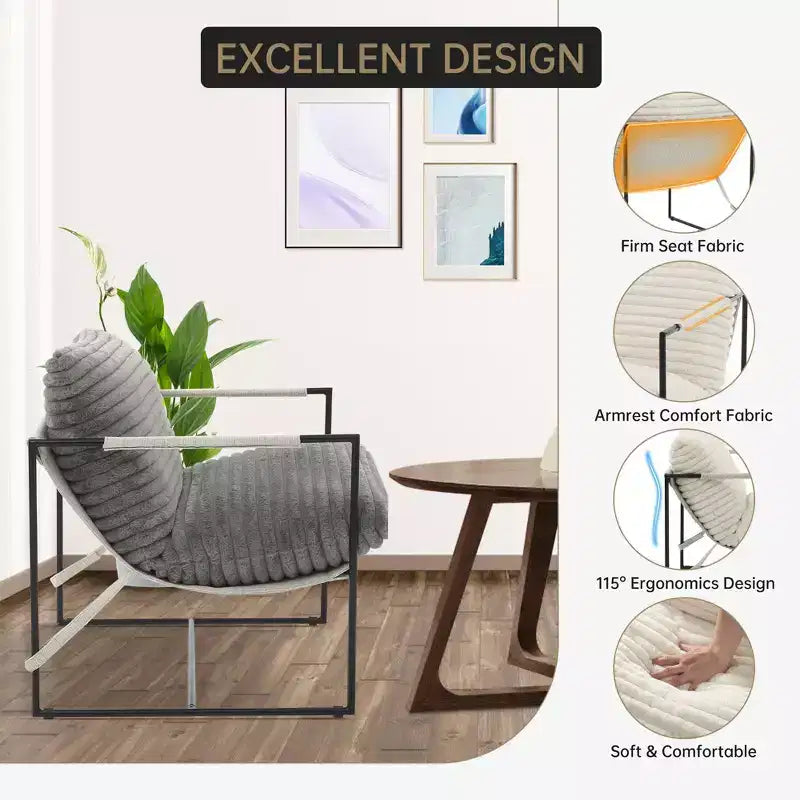COZONY 31 Modern Accent Chair, Linen Upholstery, High-Density Foam, Sturdy Metal Frame, Easy Assembly, Living Room, Bedroom, Home Office