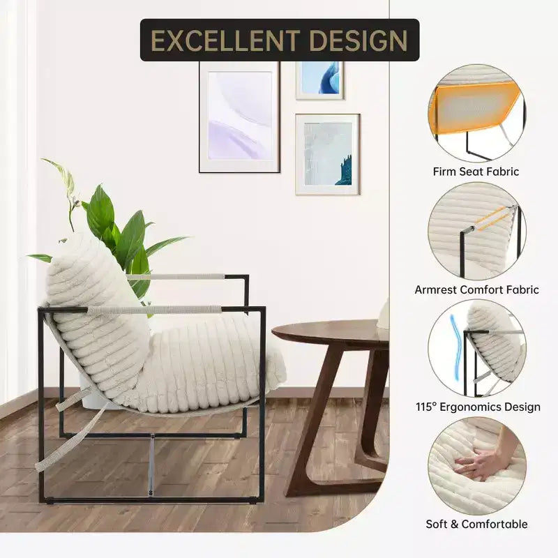 COZONY 31 Modern Accent Chair, Linen Upholstery, High-Density Foam, Sturdy Metal Frame, Easy Assembly, Living Room, Bedroom, Home Office