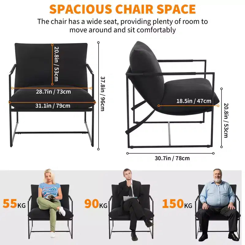 COZONY 31 Modern Accent Chair, Linen Upholstery, High-Density Foam, Sturdy Metal Frame, Easy Assembly, Living Room, Bedroom, Home Office