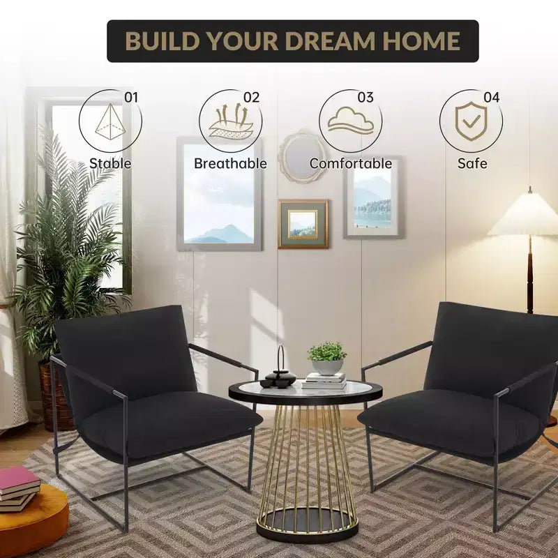 COZONY 31 Modern Accent Chair, Linen Upholstery, High-Density Foam, Sturdy Metal Frame, Easy Assembly, Living Room, Bedroom, Home Office