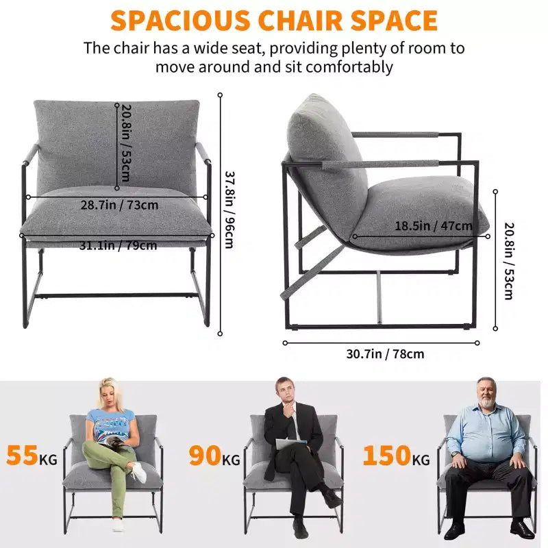COZONY 31 Modern Accent Chair, Linen Upholstery, High-Density Foam, Sturdy Metal Frame, Easy Assembly, Living Room, Bedroom, Home Office