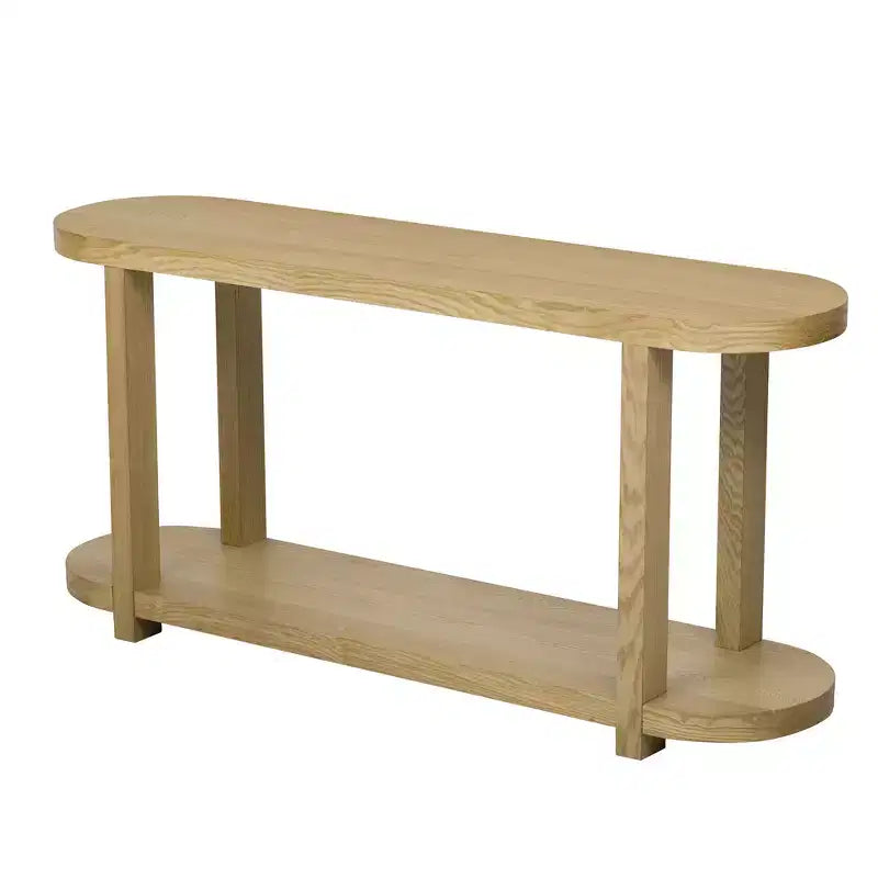 Wood Narrow Console Table with Storage, Minimalist Entryway Table with Streamlined Desktop Design for Hallway and Entryway