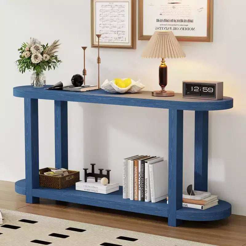 Wood Narrow Console Table with Storage, Minimalist Entryway Table with Streamlined Desktop Design for Hallway and Entryway