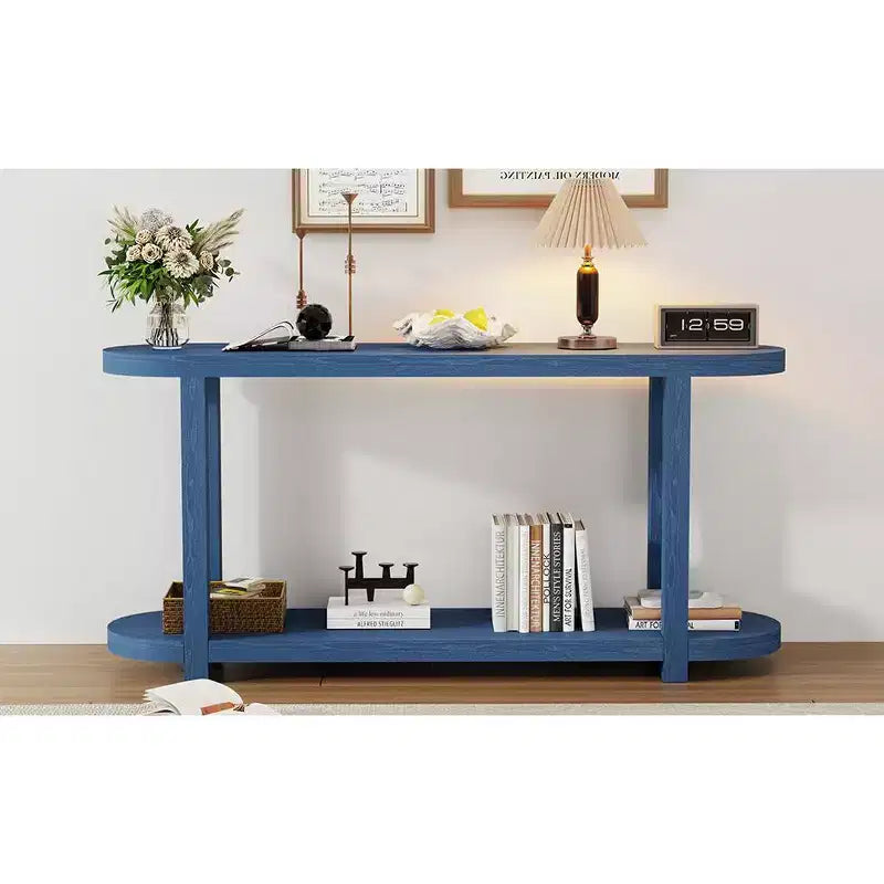 Wood Narrow Console Table with Storage, Minimalist Entryway Table with Streamlined Desktop Design for Hallway and Entryway