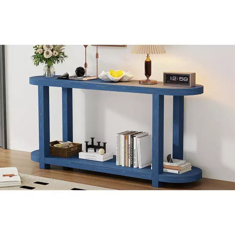 Wood Narrow Console Table with Storage, Minimalist Entryway Table with Streamlined Desktop Design for Hallway and Entryway