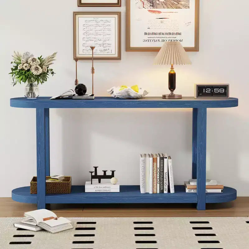 Wood Narrow Console Table with Storage, Minimalist Entryway Table with Streamlined Desktop Design for Hallway and Entryway