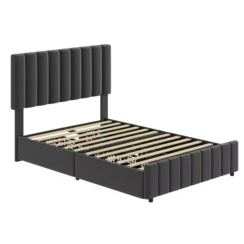 Bed Frame, Platform Storage Bed, 4 Drawers, Adjustable Headboard, Wooden Slats, Noise Free, No Box Spring Needed, Easy Assembly