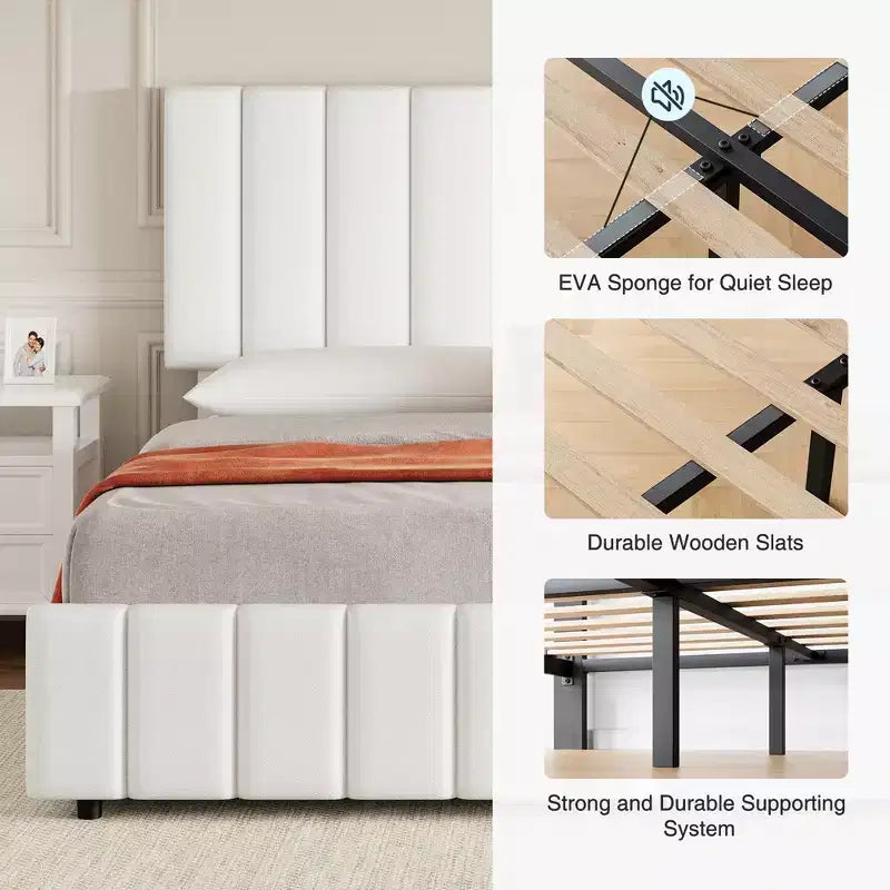Bed Frame, Platform Storage Bed, 4 Drawers, Adjustable Headboard, Wooden Slats, Noise Free, No Box Spring Needed, Easy Assembly