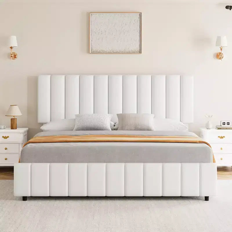 Bed Frame, Platform Storage Bed, 4 Drawers, Adjustable Headboard, Wooden Slats, Noise Free, No Box Spring Needed, Easy Assembly
