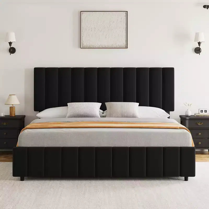 Bed Frame, Platform Storage Bed, 4 Drawers, Adjustable Headboard, Wooden Slats, Noise Free, No Box Spring Needed, Easy Assembly