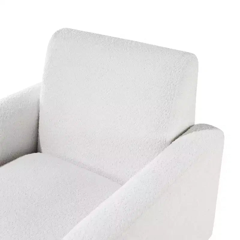 Homy Casa Textured Fabric Accent Chair with Wood Legs, Living Room Armchair, White