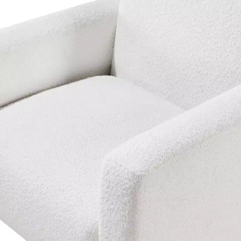 Homy Casa Textured Fabric Accent Chair with Wood Legs, Living Room Armchair, White