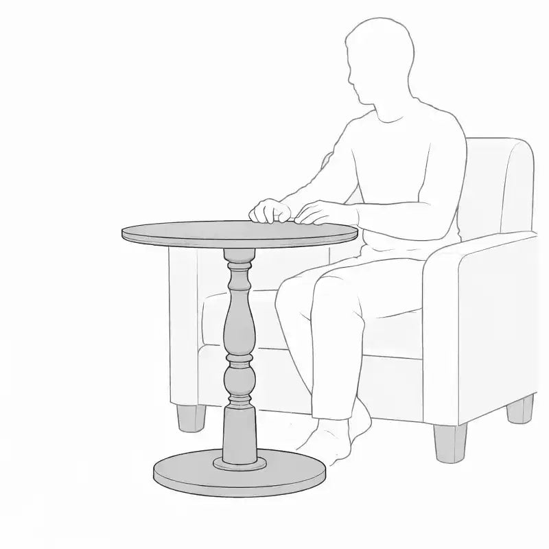 Homy Casa 23 Round Accent Table with Turned Pedestal Base, MDF Top, Living Room or Bedroom Side Table, Black
