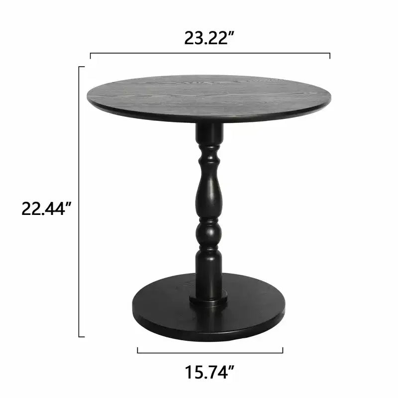 Homy Casa 23 Round Accent Table with Turned Pedestal Base, MDF Top, Living Room or Bedroom Side Table, Black