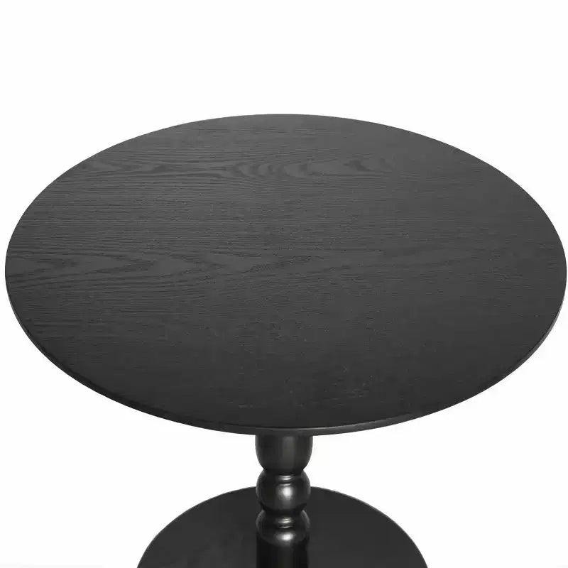 Homy Casa 23 Round Accent Table with Turned Pedestal Base, MDF Top, Living Room or Bedroom Side Table, Black