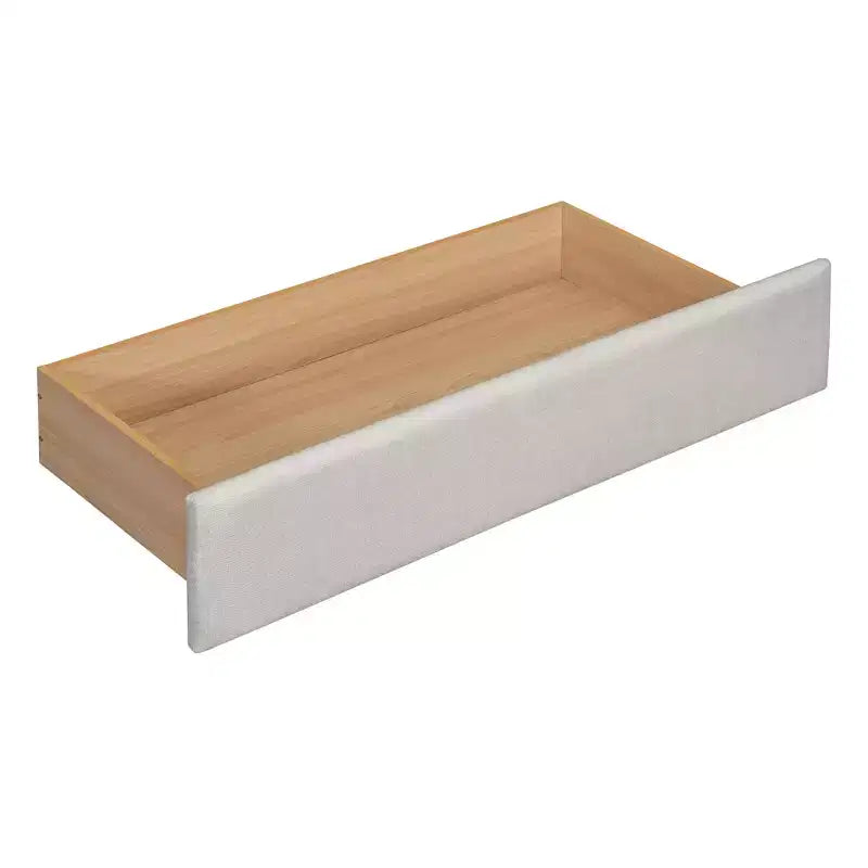 Queen Size Upholstered Platform Bed with Reading Lights and Shelves, Linen Queen Wooden Bed Frame with Storage Drawers and Shelves