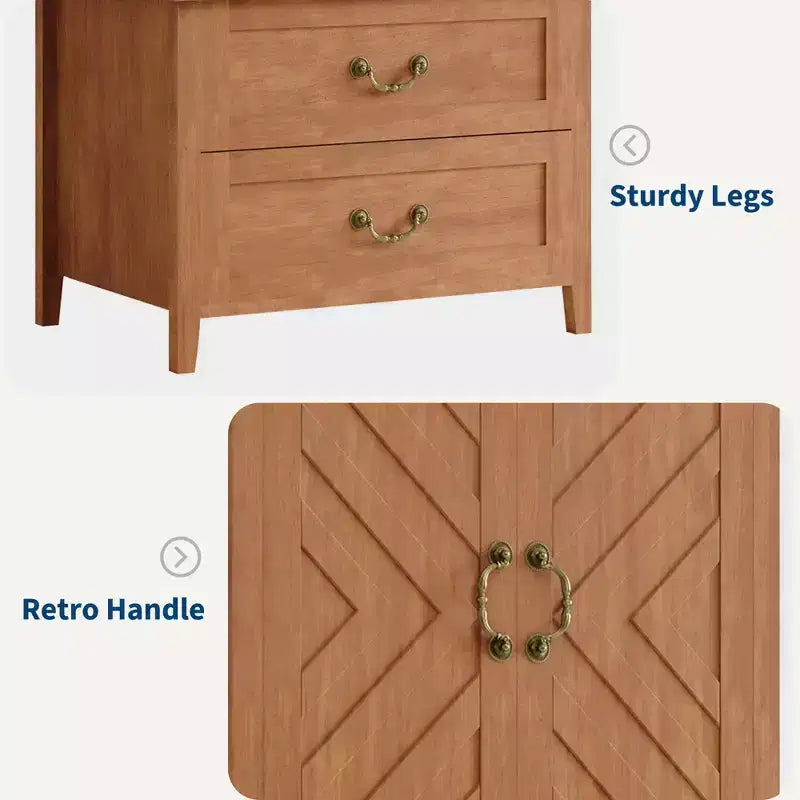 V Shape Armoire Wardrobe Closet with 2 Doors and 2 Drawers, 71.06 Farmhouse Wooden Tall Bedroom Storage Cabinet with Hanging Rod, Large Capacity
