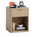 Set of 2 Nightstand - Charging Station, 2 Drawers & Open Shelf, Rounded Safety Corners, Mid-Century Metal Handles for Bedroom & Living Room